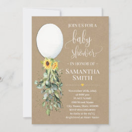 Invitación Ducha de bebé Eucalyptus blanca