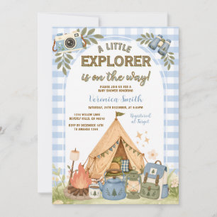 Invitación Ducha de Bebé Explorador Pequeño Azul
