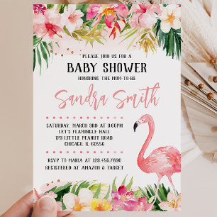 Invitación Ducha de Bebé Flamingo Floral