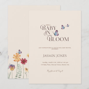 Invitación Ducha de Bebé Flor de Mariposa Pastel Baby In Bloo
