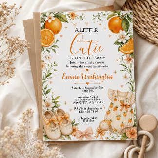 Invitación Ducha de bebé Flor de Naranja