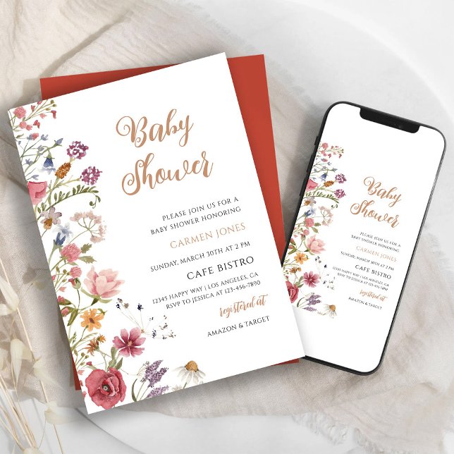 Invitación Ducha de Bebé Flor Silvestre (Subido por el creador)