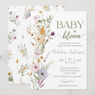 Invitación Ducha de Bebé Flor Silvestre en Flor