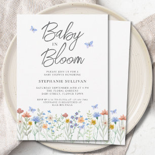 Invitación Ducha de Bebé Flor Silvestre en Flor
