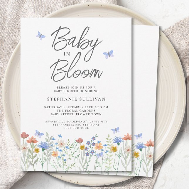 Invitación Ducha de Bebé Flor Silvestre en Flor (Subido por el creador)