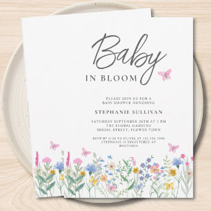 Invitación Ducha de Bebé Flor Silvestre en Flor
