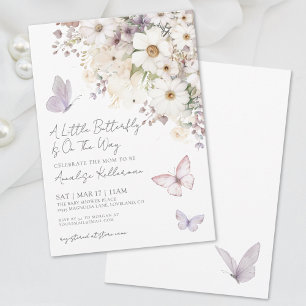 Invitación Ducha de Bebé Flor Silvestre Mariposa