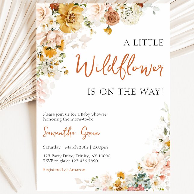 Invitación Ducha de Bebé Flor Silvestre Pequeña (Subido por el creador)