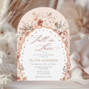 Invitación Ducha de bebé floral acuarela de otoño enamorada