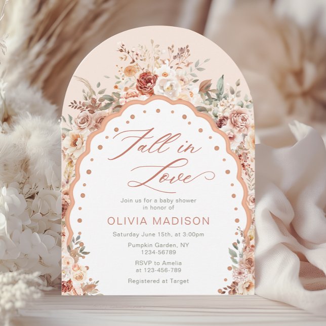 Invitación Ducha de bebé floral acuarela de otoño enamorada (Subido por el creador)