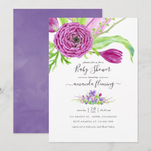 Invitación Ducha de bebé floral acuarela de primavera
