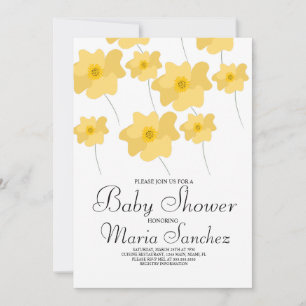 Invitación Ducha de bebé floral amarilla atrevida de amapola