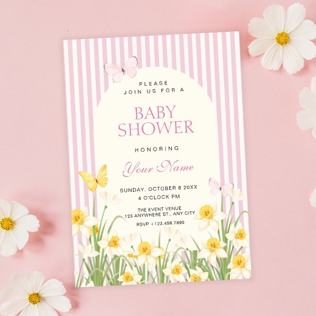Invitación Ducha de bebé floral amarilla rosa (Subido por el creador)