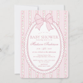 Invitación Ducha de Bebe Floral Antiguo Rosa Pastel Elegante