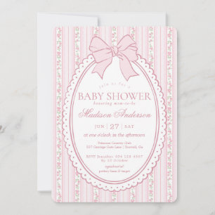 Invitación Ducha de Bebe Floral Antiguo Rosa Pastel Elegante