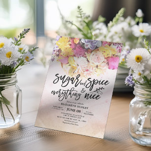 Invitación Ducha de Bebé Floral Azúcar y Especias y Todo lo B