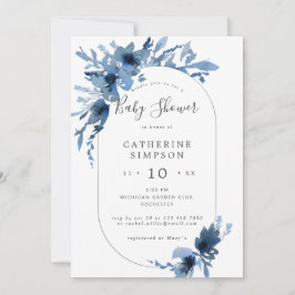Invitación Ducha de bebé floral azul acuático