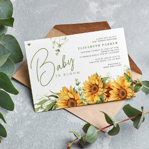 Invitación Ducha de bebé floral bebé en flor género neutral