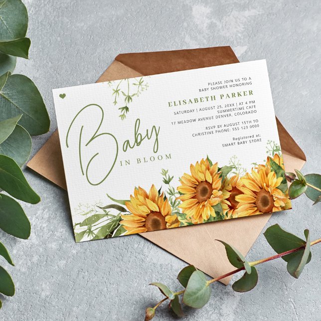 Invitación Ducha de bebé floral bebé en flor género neutral (Subido por el creador)