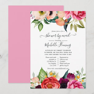 Invitación Ducha de bebé floral boho con acuarela por correo