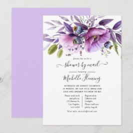 Invitación Ducha de bebé floral de amapola violeta polvorient