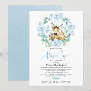 Invitación Ducha de Bebé Floral de Bosque con Vegetación