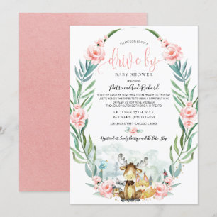 Invitación Ducha de Bebé Floral de Bosque con Vegetación al P