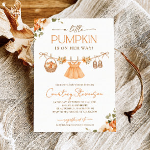 Invitación Ducha de bebé floral de calabacita de otoño