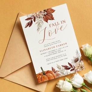Invitación ducha de bebé floral de calabaza de otoño