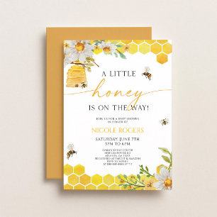 Invitación Ducha de bebé floral de colmena de abeja melífera