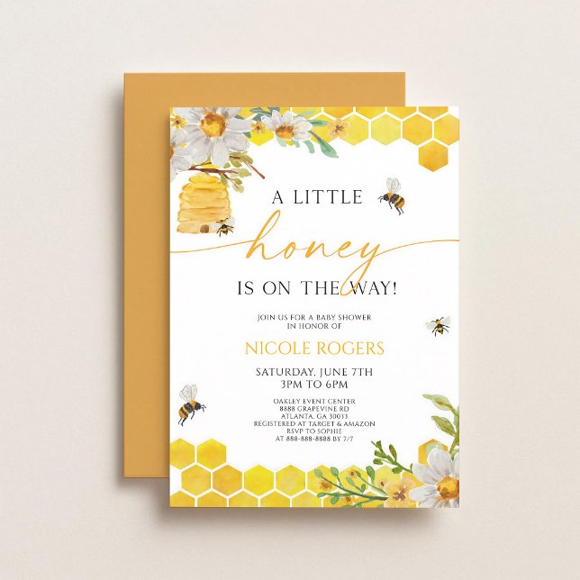 Invitación Ducha de bebé floral de colmena de abeja melífera (Subido por el creador)