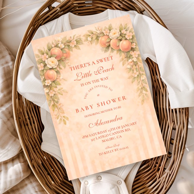Invitación Ducha de Bebé Floral de Durazno Suave (Subido por el creador)