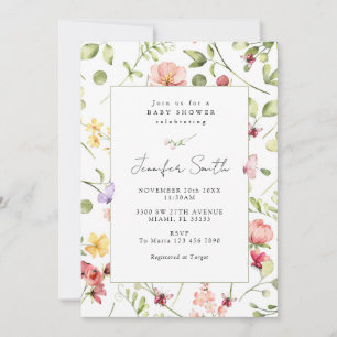 Invitación Ducha de bebé floral de flores silvestres