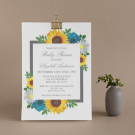 Invitación Ducha de bebé floral de girasol rosa margarita