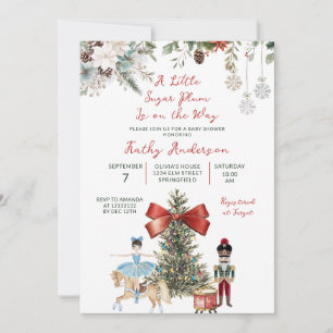 Invitación Ducha de Bebé Floral de Invierno Cascanueces de Na