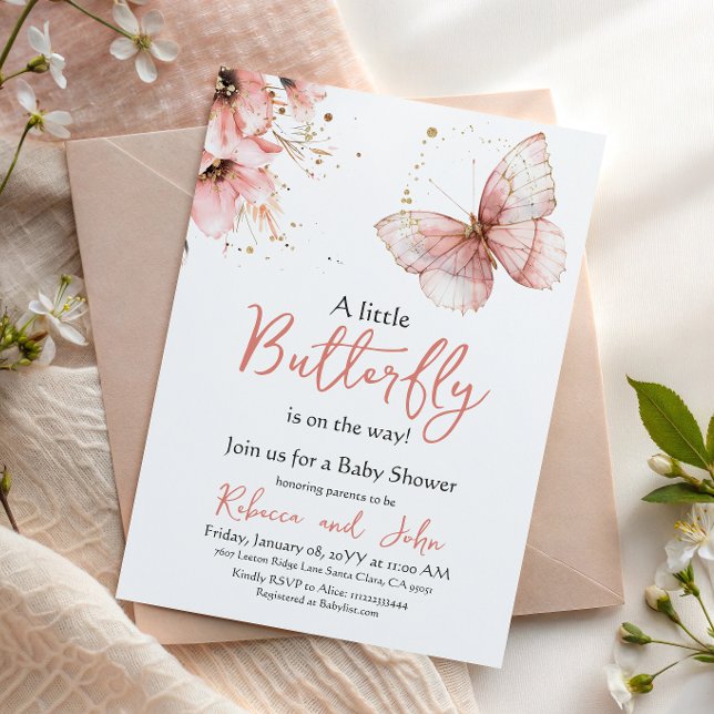 Invitación Ducha de bebé floral de mariposa silvestre boho (Subido por el creador)