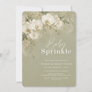 Invitación Ducha de bebé floral de orquídea blanca con vegeta