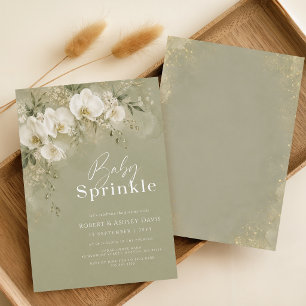 Invitación Ducha de bebé floral de orquídea blanca con vegeta