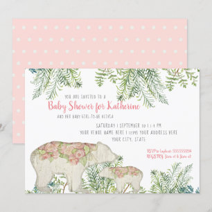 Invitación Ducha de bebé floral de oso de Woodland