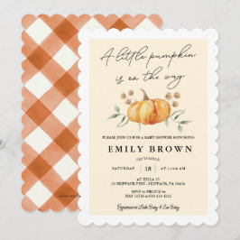 Invitación Ducha de bebé floral de pequeña calabaza neutral