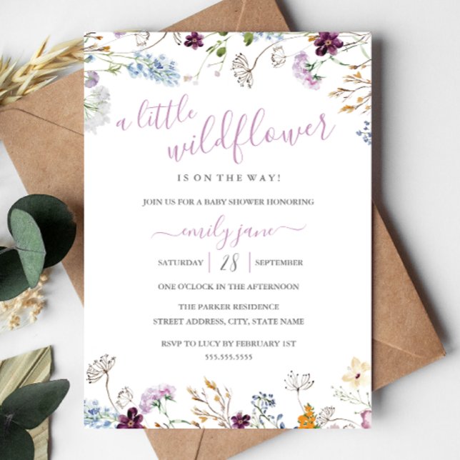 Invitación Ducha de Bebé Floral Flor Silvestre  (Subido por el creador)