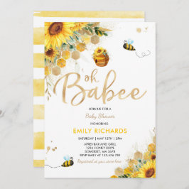 Invitación Ducha de bebé floral neutra de género Bee Baby Sho