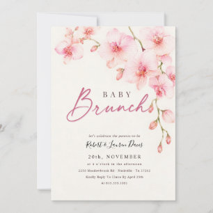 Invitación Ducha de bebé floral orquídea acuarela rosa