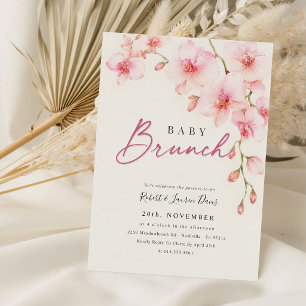 Invitación Ducha de bebé floral orquídea acuarela rosa