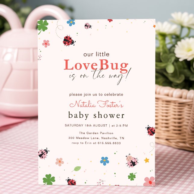 Invitación Ducha de Bebé Floral Pequeño Bicho del Amor (Subido por el creador)