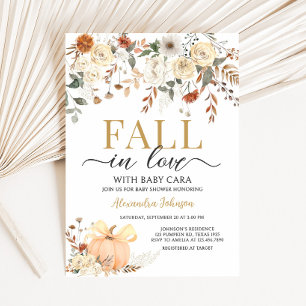 Invitación Ducha de bebé Floral Pumpkin Fall in Love