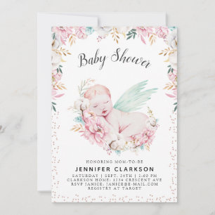 Invitación Ducha de Bebé Floral Recién Nacido