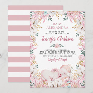 Invitación Ducha de Bebé Floral Recién Nacido