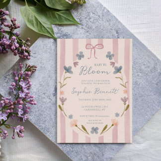 Invitación Ducha de bebé floral rosa Baby in Bloom
