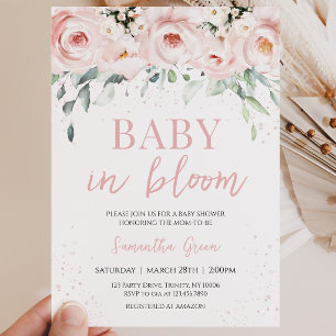 Invitación Ducha de Bebé Floral Rosa Bebé en Flor